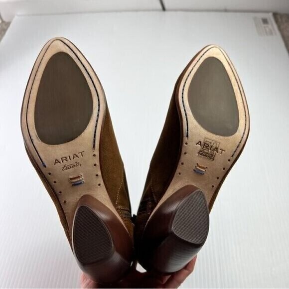 Ariat Two24 Boots womens 9 Brown Leather Meadow Brook Ankle Western Side Zip - Picture 9 of 11